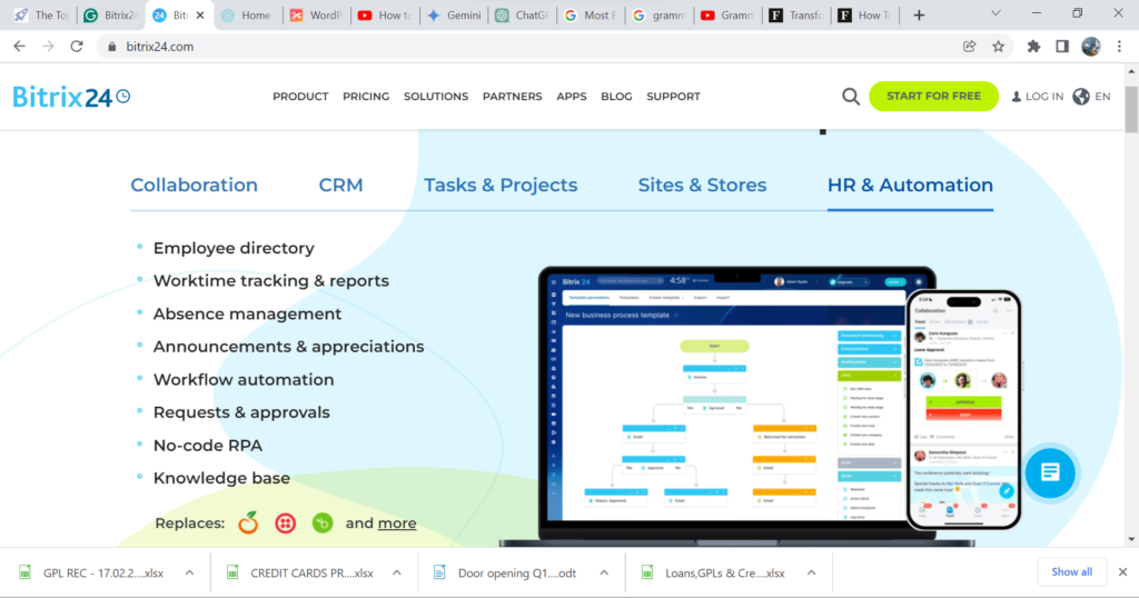 bitrix 24 review HR and automation